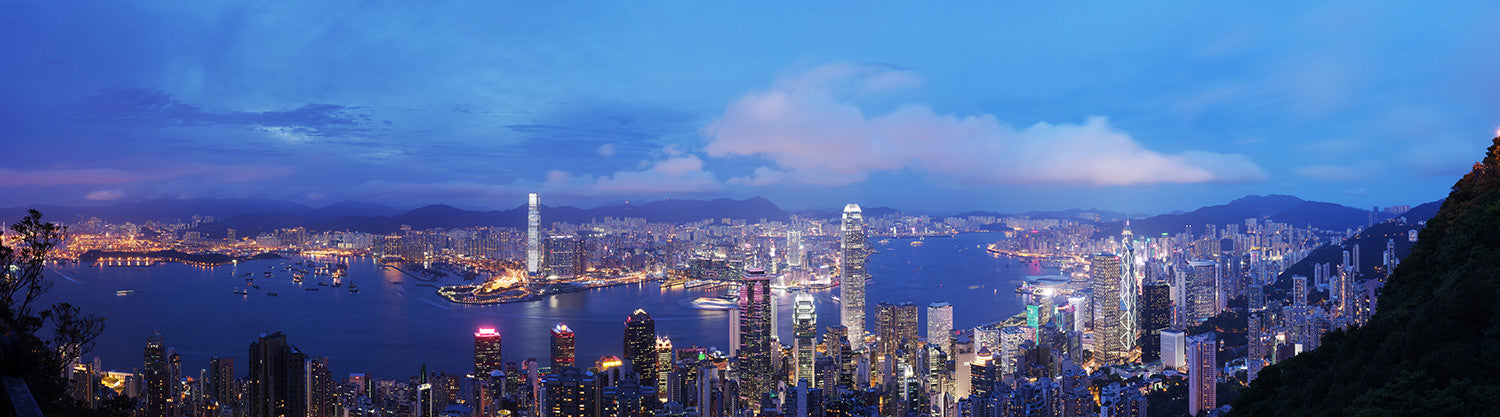 Panoramic Victoria Harbour of Hong Kong 2015