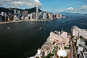 Aerial view of Tsim Sha Tsui Hong Kong Victoria Harbour 2008