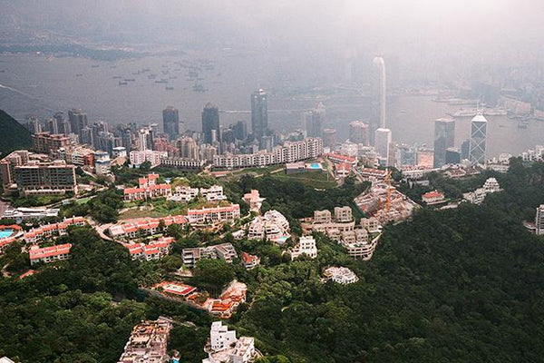 Aerial View of Victoria Harbour Hong Kong from the Peak 2008