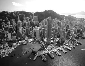 Aerial view of Victoria Harbour Hong Kong 2007 - Black and White