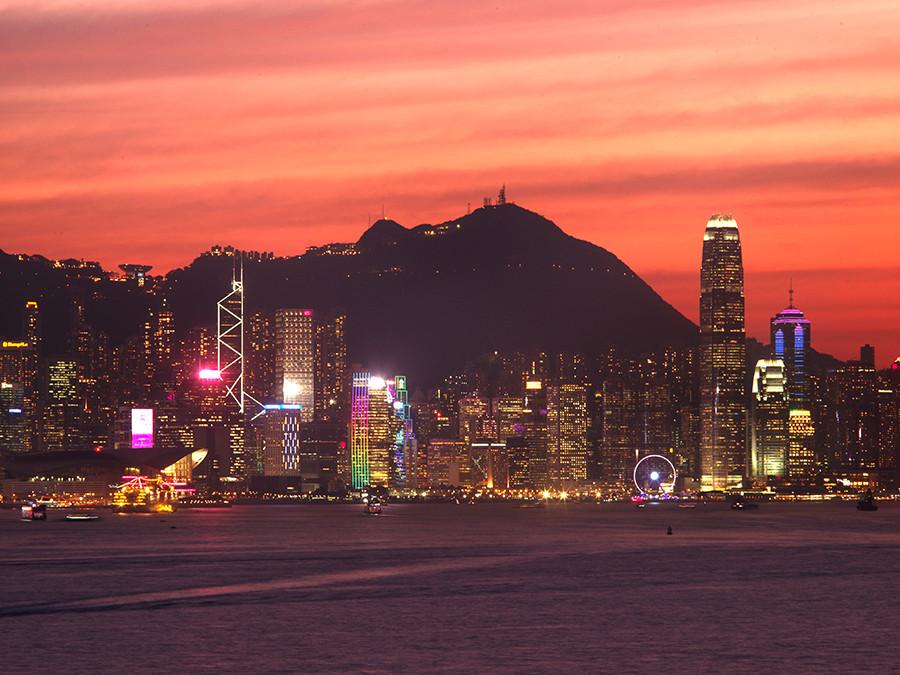 Dusk Victoria Harbour Hong Kong 2016